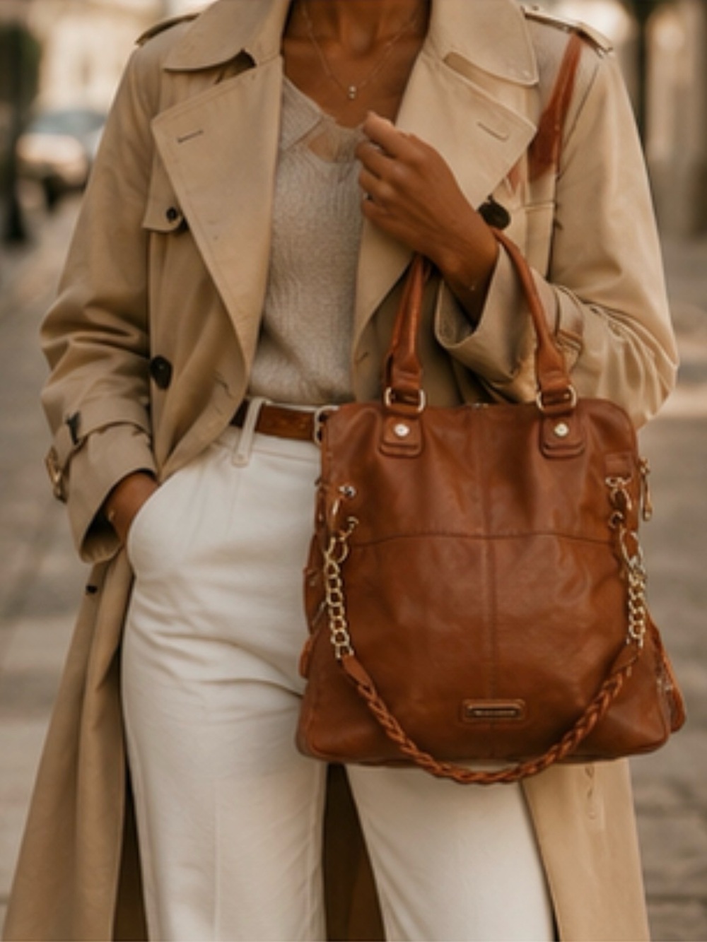 Steve Madden Cognac Brown Faux Leather Shoulder Bag